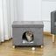 PawHut cama cueva plegable 2 en 1 con taburete gris para gatos, , large indicador imagen numero 4