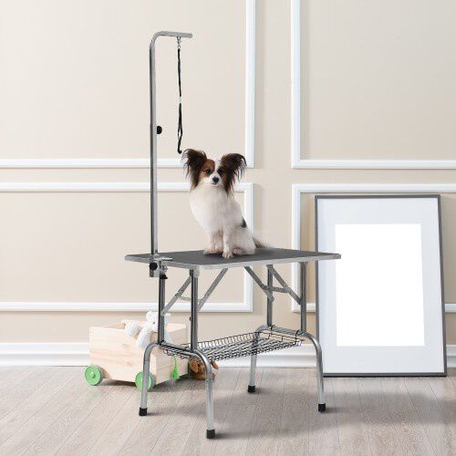 Mesa de peluquer&iacute;a PawHut plegable con patas de acero color Negro, , large Imagen numero 2