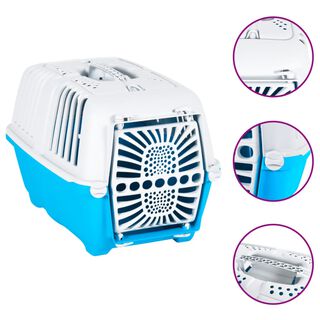 VidaXL Transportín Blanco y Azul para perros y gatos