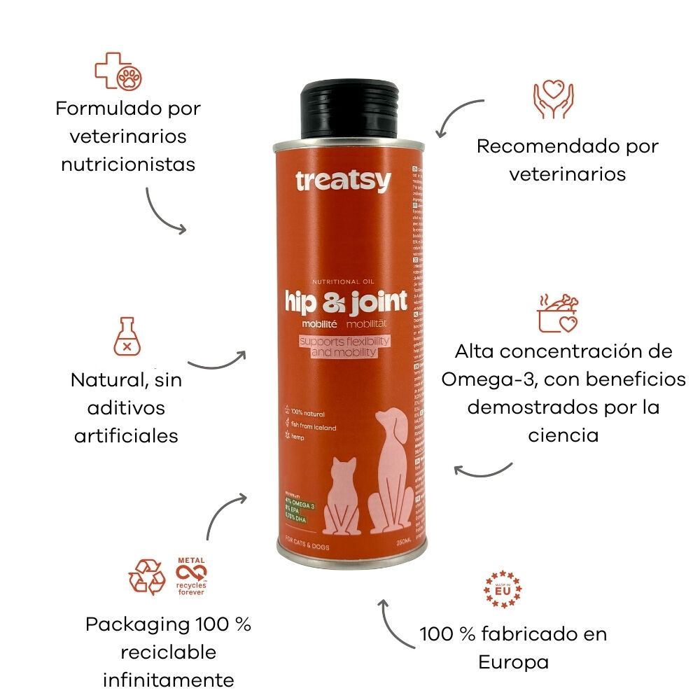 Treatsy Aceite Natural de Pescado Omega-3 &ndash; Movilidad para Perros y Gatos, , large Imagen numero 2