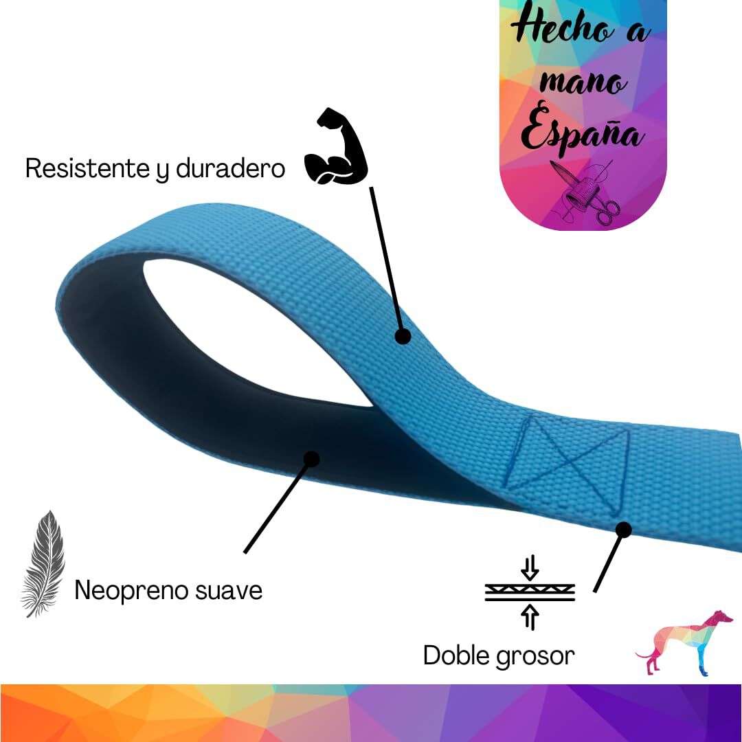 EGV - Correa corta perro 4cm ancho, asa neopreno y 50cm longitud. (Azul), , large Imagen numero 4