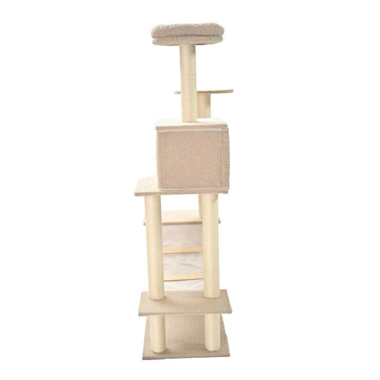 Leeby Boucle Collection Árbol rascador con cama nido y puente para gatos thumbnail