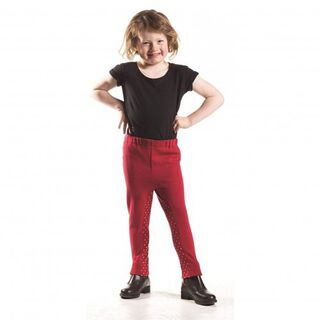 Pantalón de montar infantil color Rojo/Lunares champán