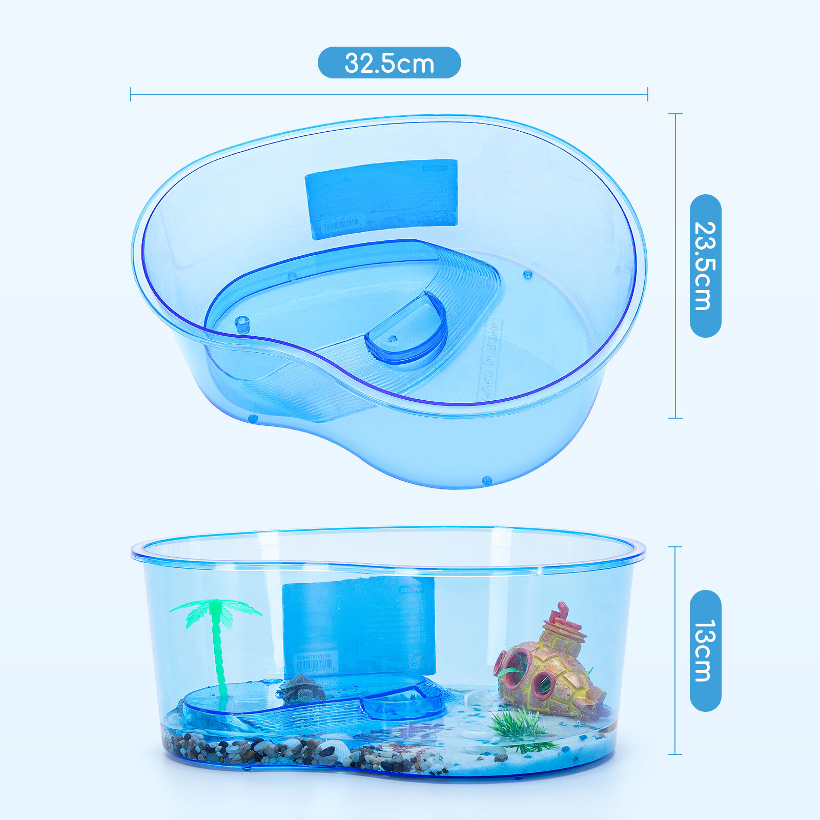 Nobleza - Acuario para Tortugas con Palmera, Terrario de Pl&aacute;stico, L32.5*W23.5*H13CM, , large Imagen numero 5