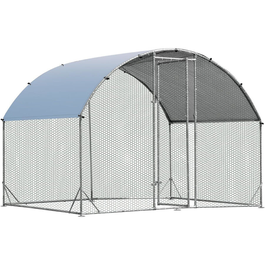 COSTWAY Gallinero de Metal Grande con Cerradura y Cubierta de Tela Oxford para gallinas