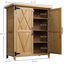 Outsunny Armario de Exterior de Madera 0,24 m² 75x40x90 cm Caseta de Jardín con 2 Puertas 4 Estantes y Techo de Galvanizado para Almacenamiento de Herramientas Natural, , large indicador imagen numero 3