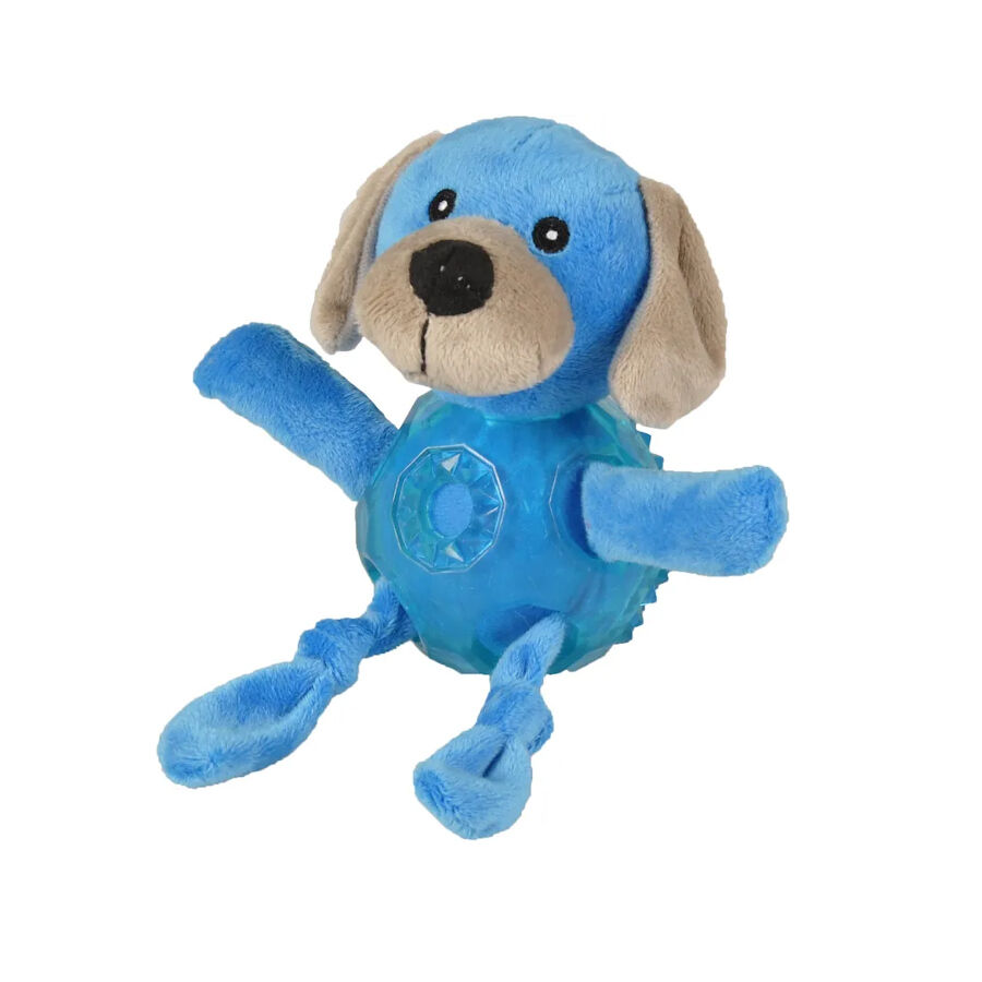 Flamingo Bellies Perro de peluche azul con pelota para perros, , large Imagen numero 1