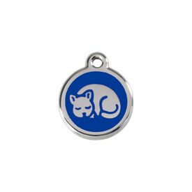 Red dingo Placa identificativa Acero Inoxidable Esmalte Gatito Azul para gatos