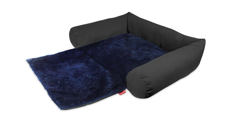 Gauty Cama Redonda para Perros y Gatos  Tela Impermeable y pelo - Gris y azul, , large Imagen numero 1