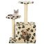 Rascador con poste de sisal para gatos color Beige Huellas, , large indicador imagen numero 1