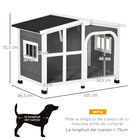 PawHut Caseta para Perros de Madera 101x66,5x70,5 cm Casa para Mascotas con Techo Abatible Frontal de Acrílico Puerta con Cortina y Fondo Extraíble Gris Oscuro., , large image number null