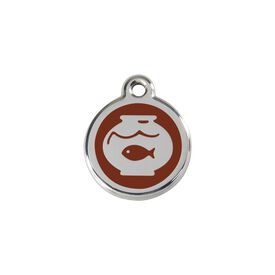 Red Dingo Placa identificativa Acero Inoxidable Esmalte Pecera Marron para gatos