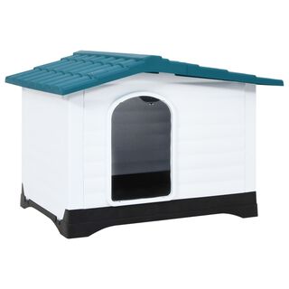 VidaXL Caseta Plástico Blanca y Azul para perros