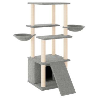 vidaXL Rascador con Postes de Sisal Gris Claro 133 cm para gatos