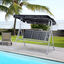 Outsunny Balancín Jardín Exterior Columpio Exterior de 3 Plazas con Toldo Ajustable Respaldo Transpirable y Marco de Metal para Terraza Balcón Carga 240 kg 171x108x154 cm Negro, , large indicador imagen numero 2