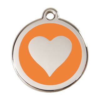 Red Dingo Placa identificativa Acero Inoxidable Esmalte Corazón Naranja para perros