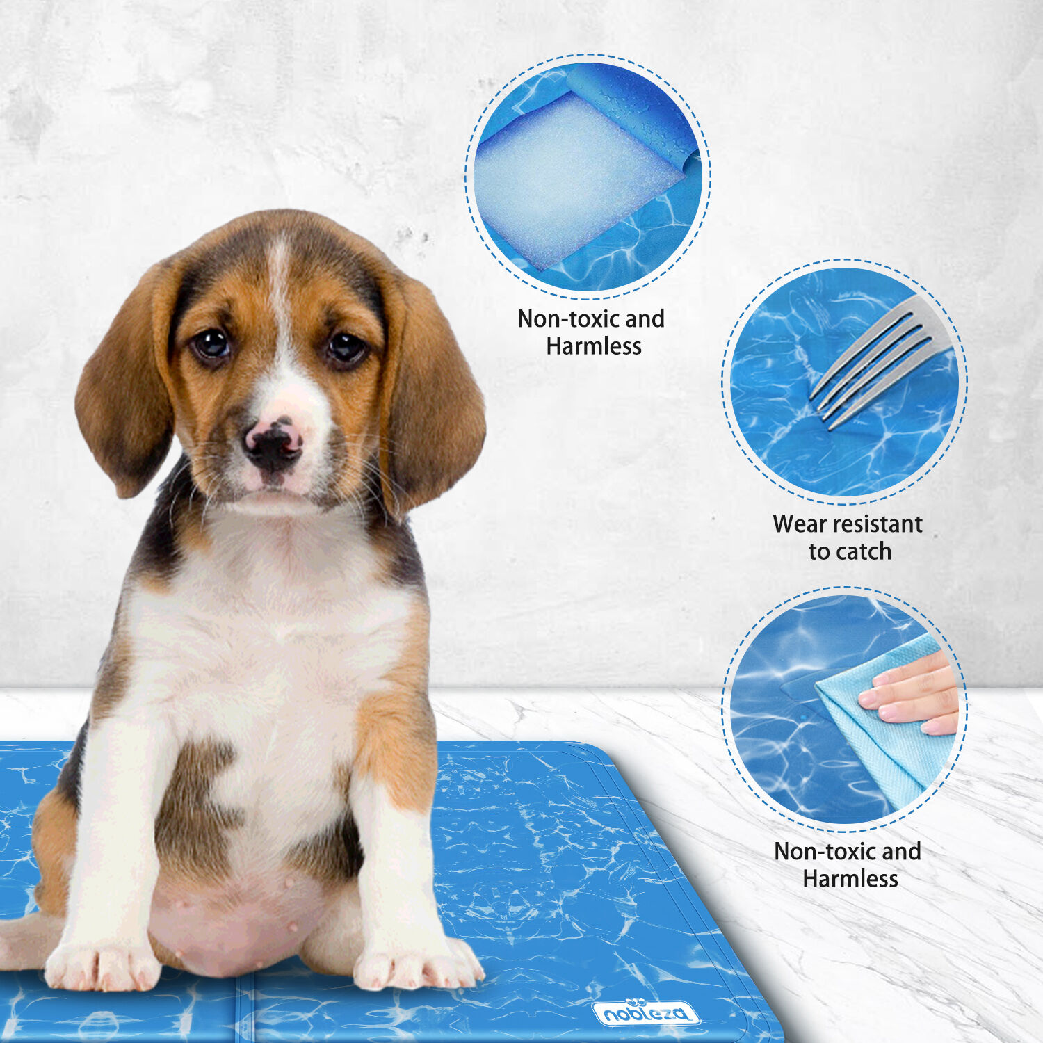 Nobleza - Alfombrilla refrescante para mascotas grandes. Auto refrigerante No t&oacute;xico. Ideal para para perros, gatos en verano. 65 * 50 cm, color azul M, , large Imagen numero 2