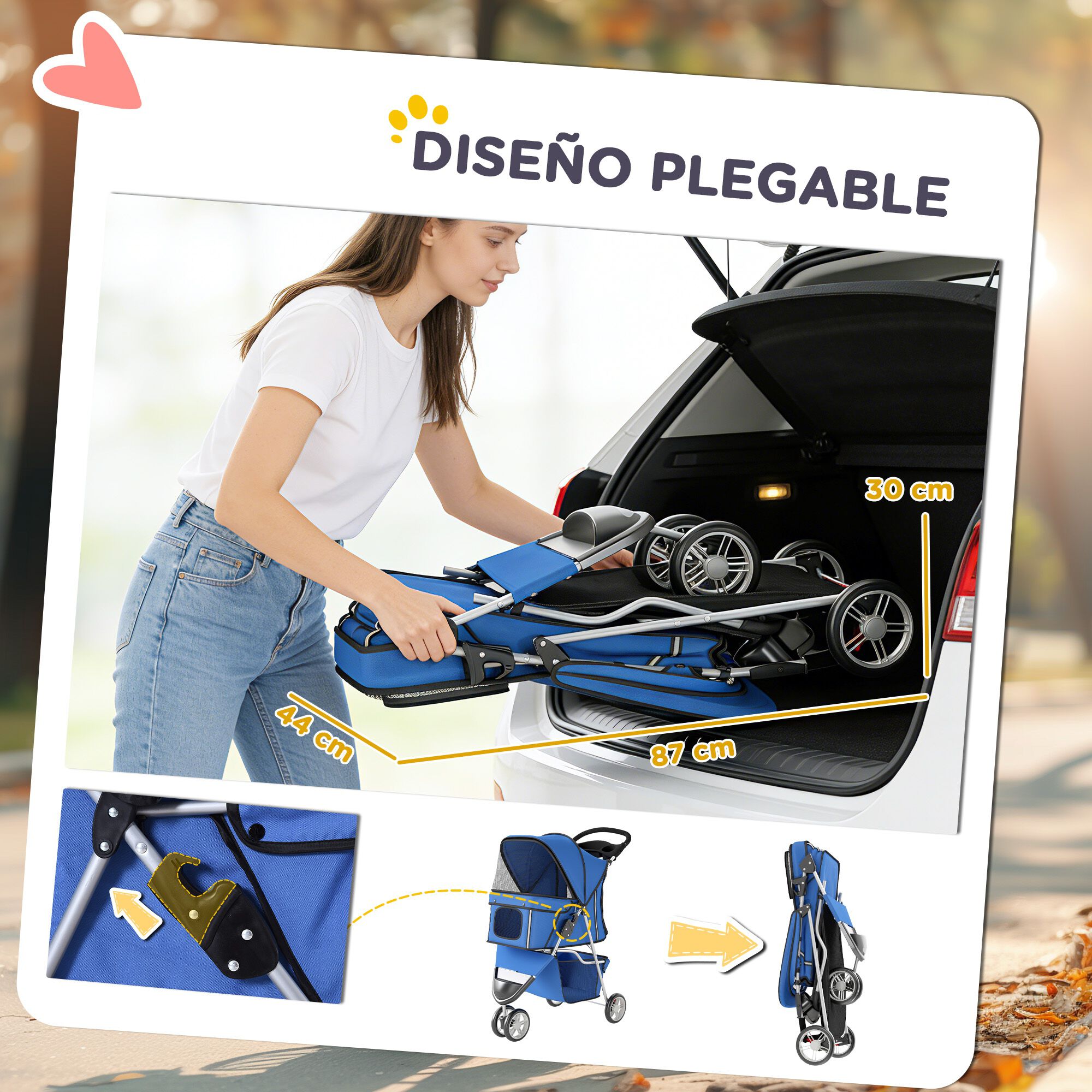 PawHut Carrito para Perro Azul, , large Imagen numero 5