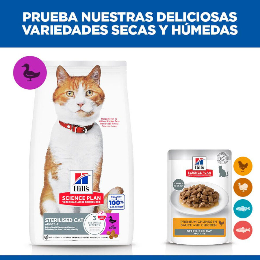 3 kg Hill's Science Plan Sterilised Young Adult Pato pienso para gatos, , large Imagen numero 8