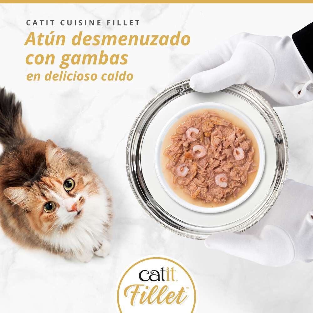 Catit Cuisine Fillet At&uacute;n con Gambas en Caldo, 75g, , large Imagen numero 2