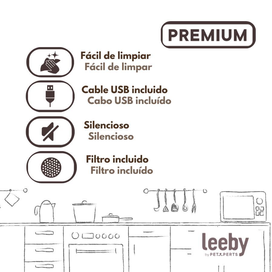 Leeby Fuente de Agua Acero Inoxidable para perros y gatos, , large Imagen numero 5