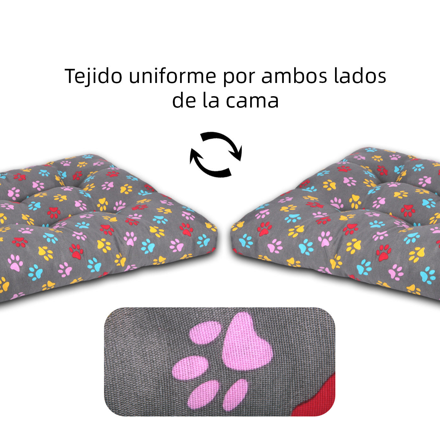 HOME MERCURY- Cama de Mascota, Colch&oacute;n para Perro, Colchoneta Reversible Estampada Relleno de Espuma para Interior y Exterior. (Small, Huellas), , large Imagen numero 2