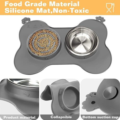 Edipets comedero antivoracidad de acero inoxidable gris para mascotas, , large Imagen numero 2