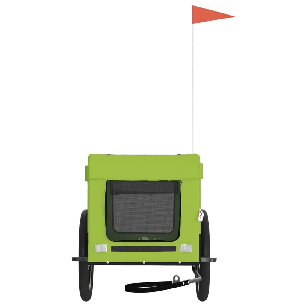 vidaXL Remolque bicicleta para perros hierro tela Oxford verde negro, , large Imagen numero 12