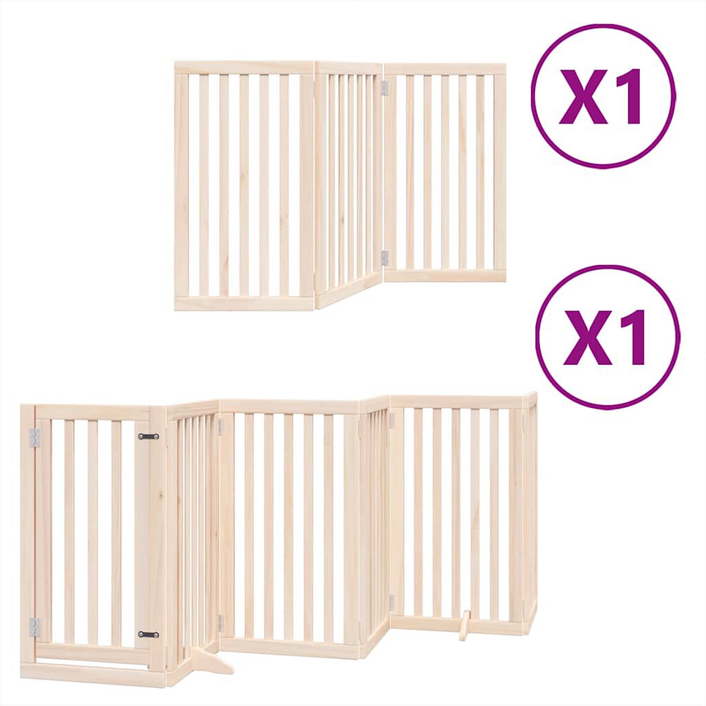 vidaXL Puerta para perros plegable 9 paneles madera de &aacute;lamo 450 cm, , large Imagen numero 1