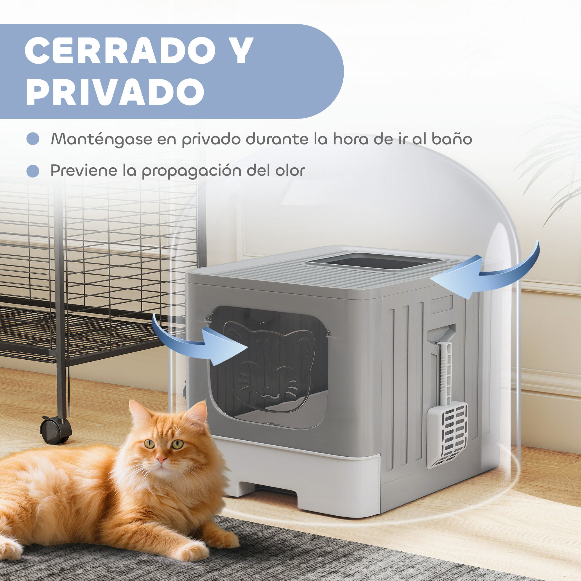 PawHut Arenero para Gatos Gris, , large Imagen numero 5