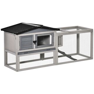 Casa para conejos PawHut de madera y tela asfáltica color Gris