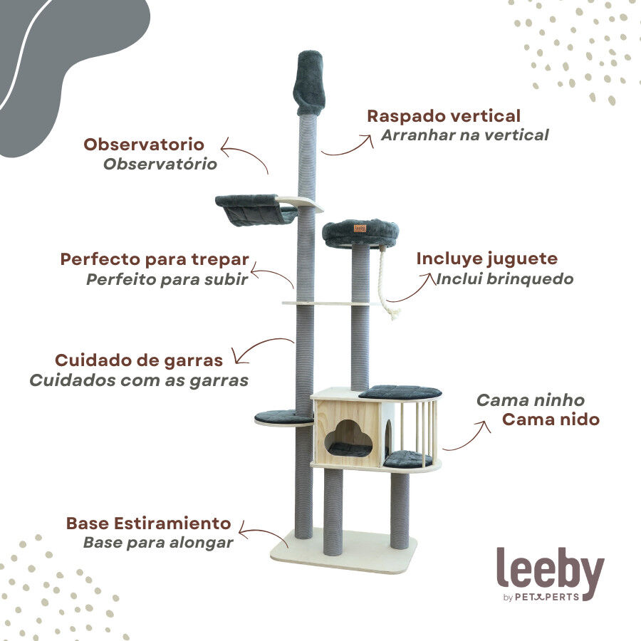 Leeby Cloud Collection torre rascador de techo con cama y juguete para gatos thumbnail