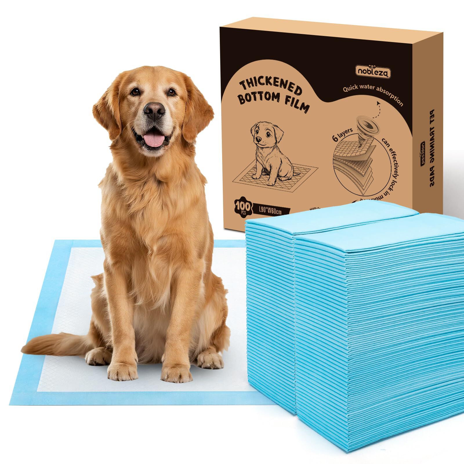 Nobleza Empapadores Perros 60x90cm Pañales Desechables para Perros, 50 Unidades Alfombra Toallas Higiénica Absorbente y Antifugas Empapadores para Mascotas,Empapadores Perros thumbnail