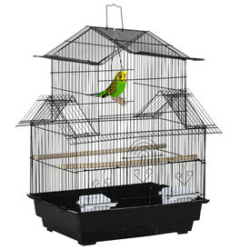 PawHut Jaula Metálica con 3 Puertas para pájaro