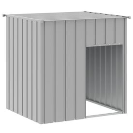 VidaXL Caseta con tejado de acero gris claro para perros