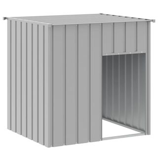 VidaXL Caseta con tejado de acero gris claro para perros