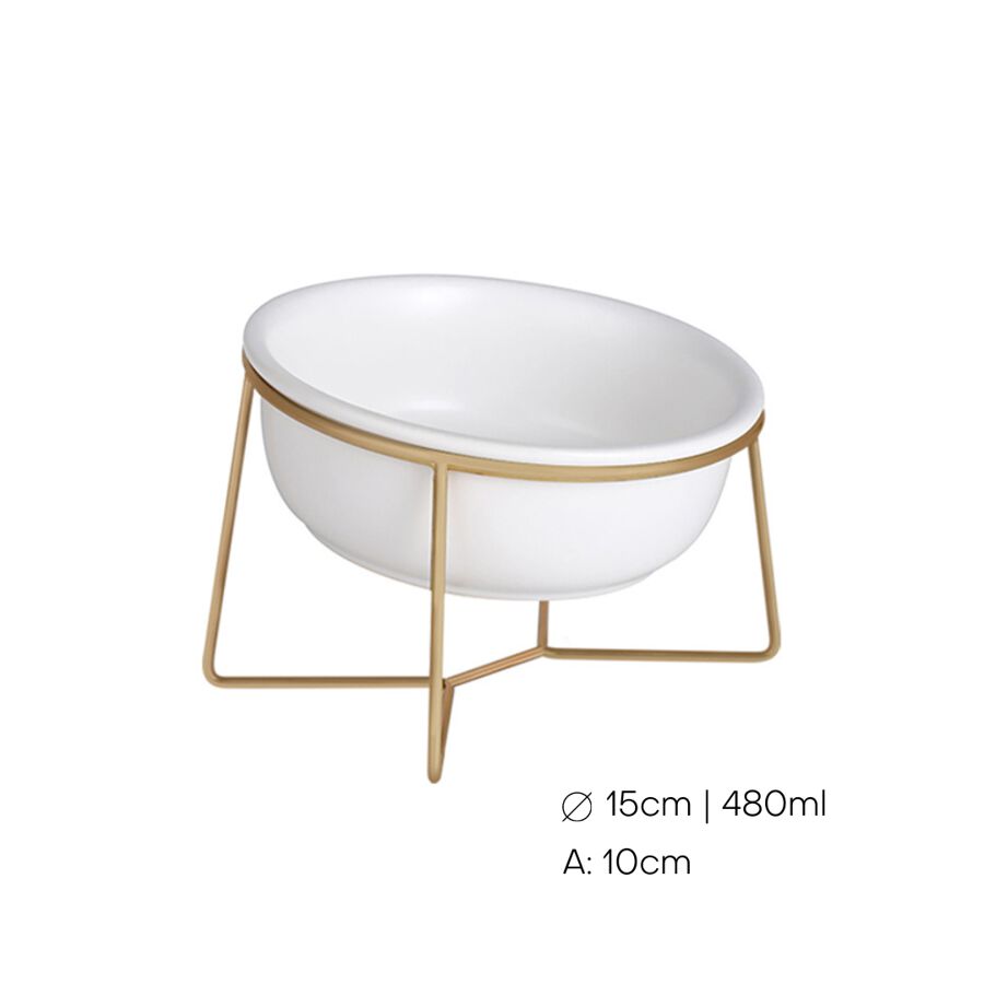 Taz&oacute;n Cer&aacute;mico Blanco con Soporte Dorado inclinado 800 ml, , large Imagen numero 7