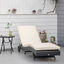 Outsunny Tumbona de Ratán Reclinable Tumbona de Jardín en Forma de S con 2 Ruedas Respaldo Ajustable en 5 Posiciones y Cojín Extraíble para Patio Terraza 207x70x70 cm Negro y Crema, , large indicador imagen numero 2