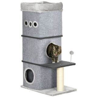 PawHut Barril Rascador de 3 Niveles para gato