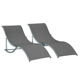 Outsunny Tumbonas Plegables De Jardín Con Marco De Aluminio Gris Oscuro