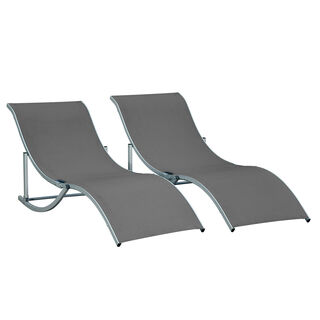 Outsunny Tumbonas Plegables De Jardín Con Marco De Aluminio Gris Oscuro