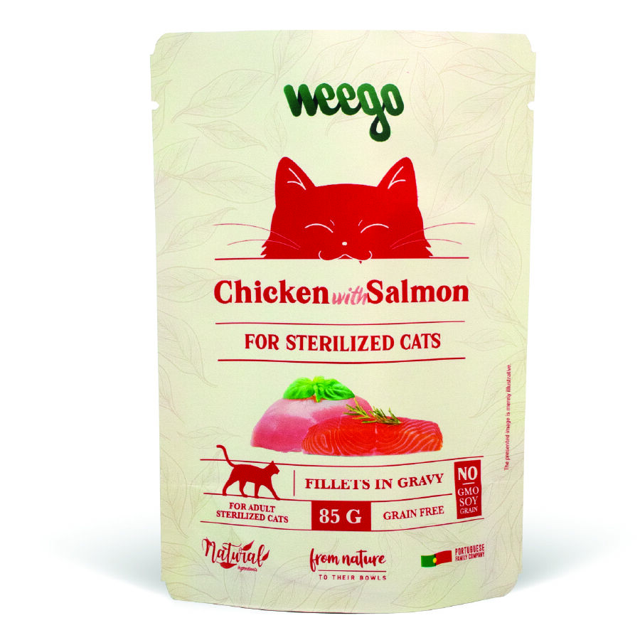 Comida H&uacute;meda Salm&oacute;n para Gatos Esterilizados 85g, , large Imagen numero 1