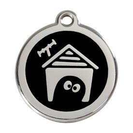 Red Dingo Placa identificativa Acero Inoxidable Esmalte Perro Casa Negro para perros