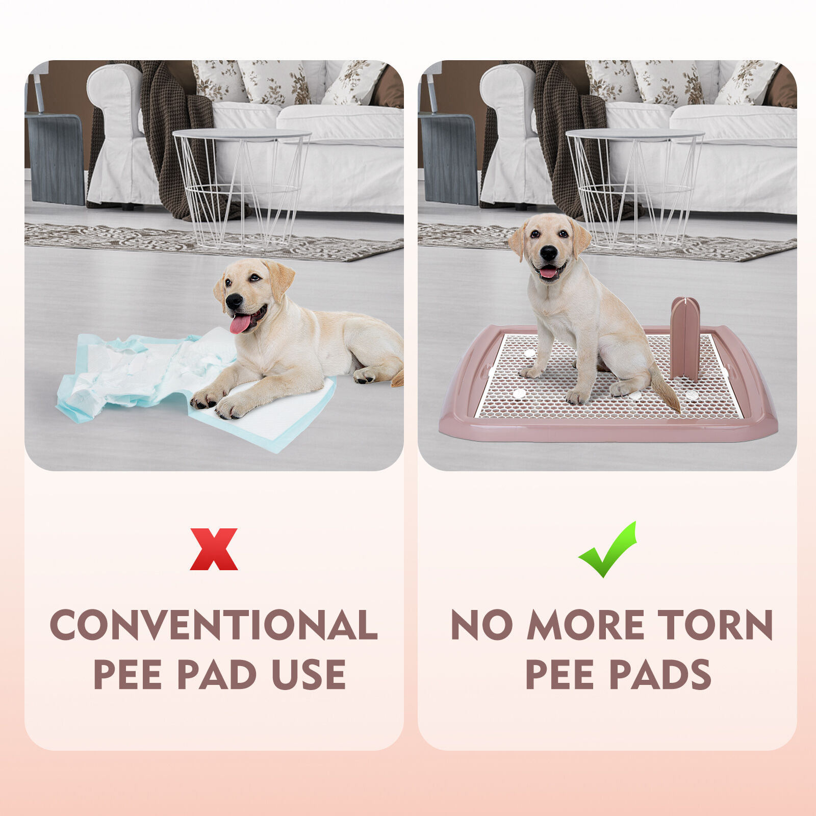 Nobleza - Bandeja de Entrenamiento WC para Perros, Soporte para Almohadilla para Mascotas, Inodoro de Pl&aacute;stico con Poste Extra&iacute;ble para Perros y Gatos, Color Marr&oacute;n, Talla S, (60,5 * 39,5) cm, , large Imagen numero 5