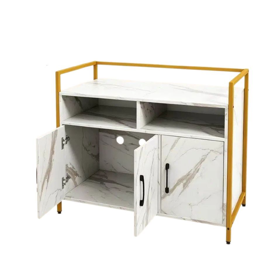 COSTWAY Caja de Arena para Gato, Aseo Gatos Mascotas de Madera, Mueble de Madera para Gatos con Estante & 2 Compartimentos, Muebles Interior para Gato Ocultos para Entrada, Sal&oacute;n (Patr&oacute;n de M&aacute;rmol), , large Imagen numero 1