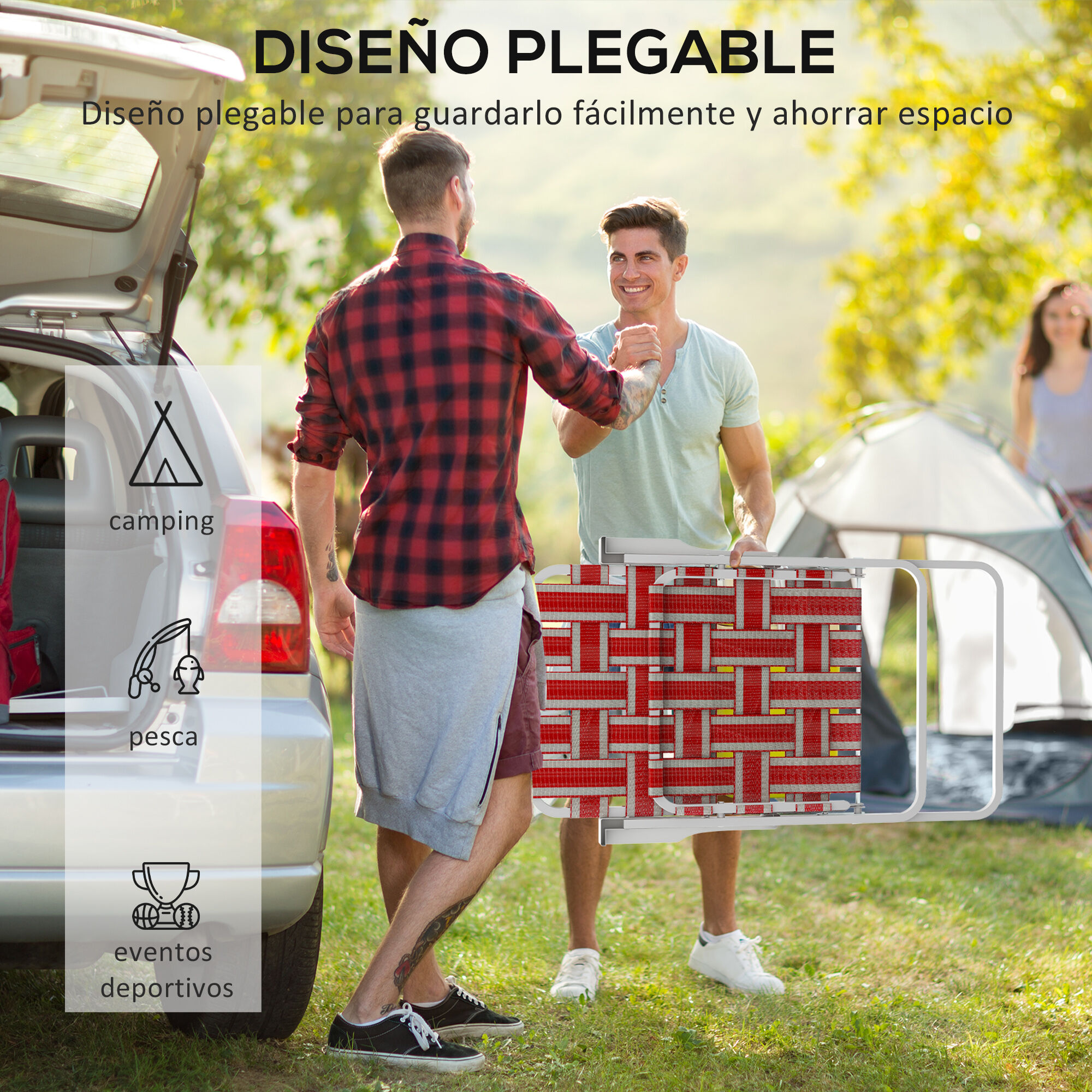 Outsunny Sillas Plegables Rojo, , large Imagen numero 5
