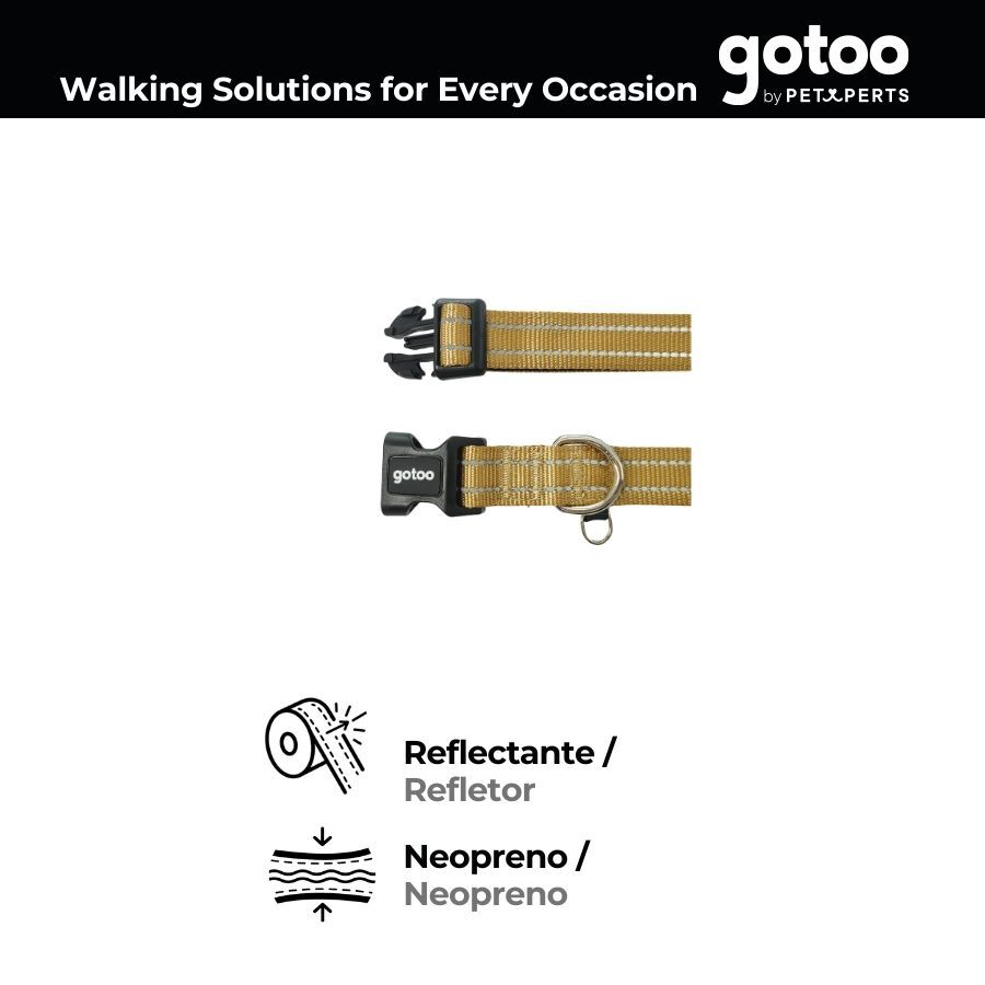 Gotoo Collar de nylon reflectante beige para perros thumbnail