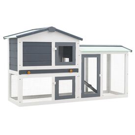 Conejera grande de exterior para conejos color Gris