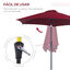 Outsunny Sombrilla para Jardín Ø260x235 cm Parasol de Aluminio con Reclinable con Manivela y 6 Varillas para Terraza Exterior Balcón Rojo, , large indicador imagen numero 4