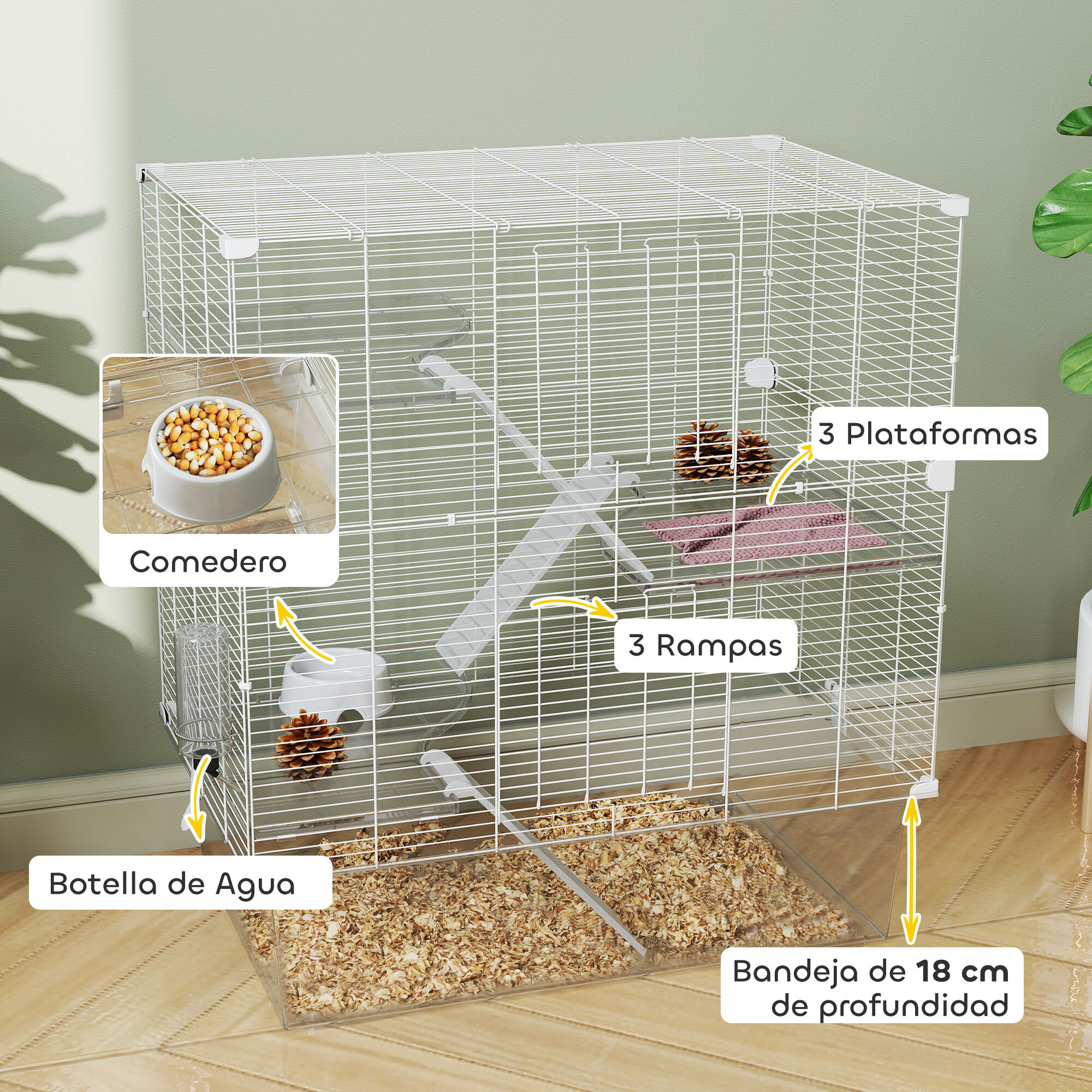 PawHut Jaula Animales Pequeños Blanco thumbnail